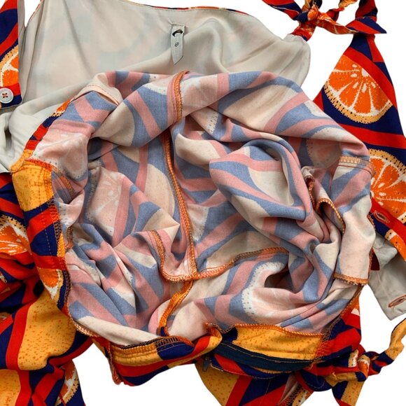 Frida Tropical Jumpsuit M Blue Novelty Orange Fruit Print Sleeveless Cropped - Picture 8 of 14